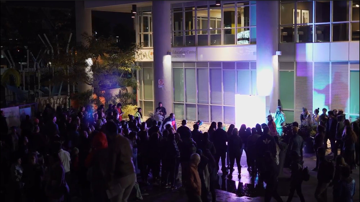 Wide shot of the art installation, 'Long Distance' created by Christopher Dela Cruz (ACM alumni & technician) at Nuit Blanche 2019